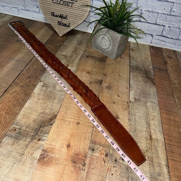 Harold’s Brown Leather double Braided wide Belt Size M main image 7